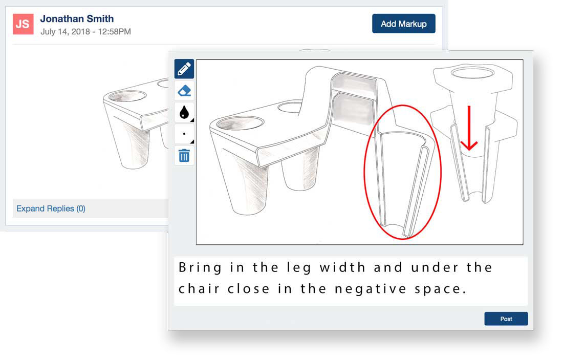 Drawmenting layer mark up communication