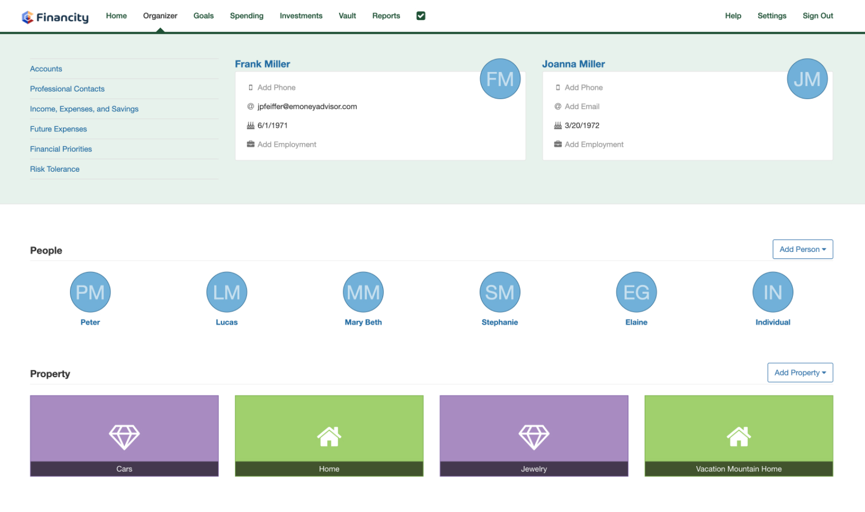 Design of the old oraganizer page